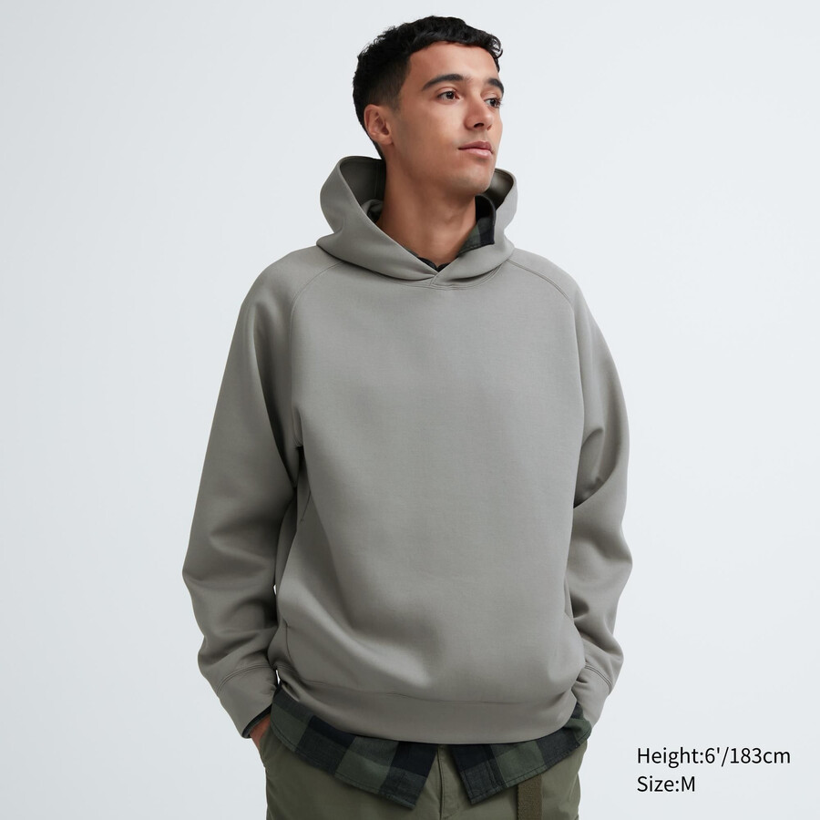 pánská šedá strečová mikina s kapucí uniqlo dry sweat