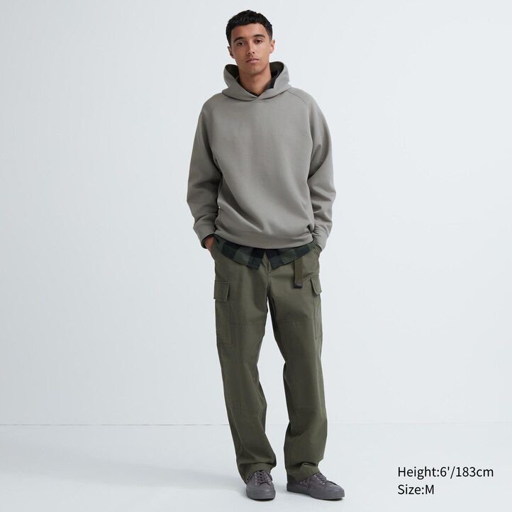 pánská šedá strečová mikina s kapucí uniqlo dry sweat
