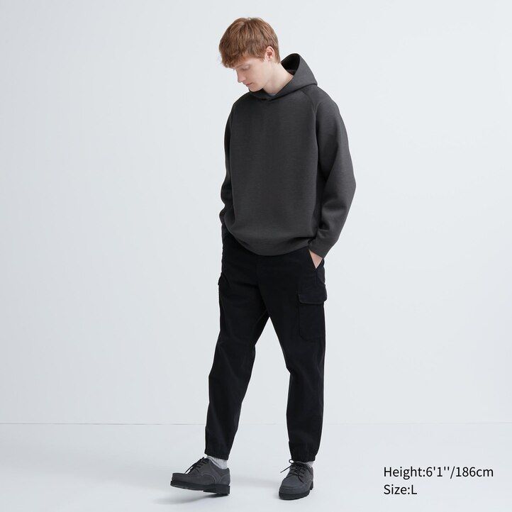 pánská šedá strečová mikina s kapucí uniqlo dry sweat