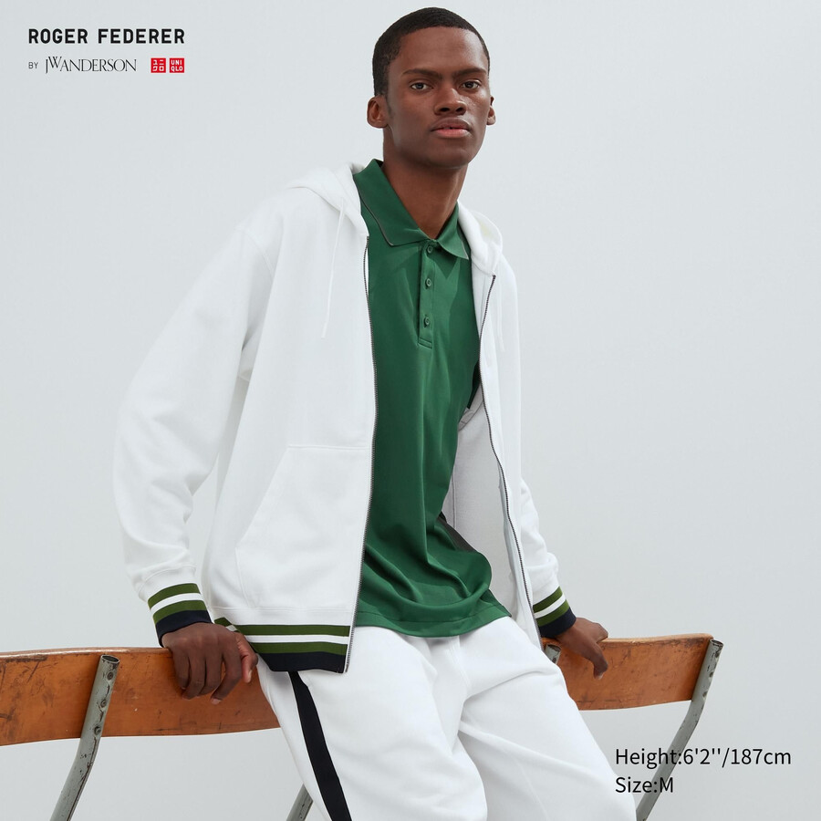 pánská mikina s kapucí uniqlo sweat na zip bílá