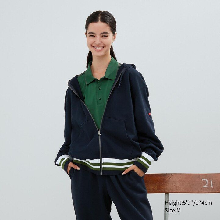 pánská mikina s kapucí uniqlo sweat na zip bílá