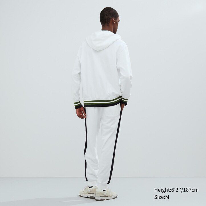pánská mikina s kapucí uniqlo sweat na zip bílá