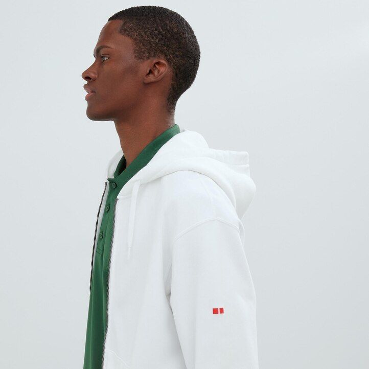 pánská mikina s kapucí uniqlo sweat na zip bílá