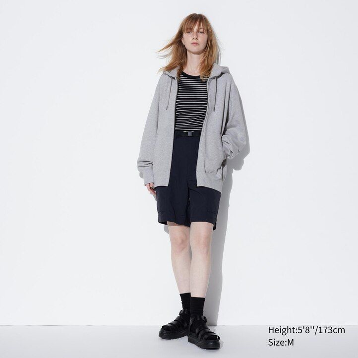 pánská mikina s kapucí uniqlo sweat na zip modrá