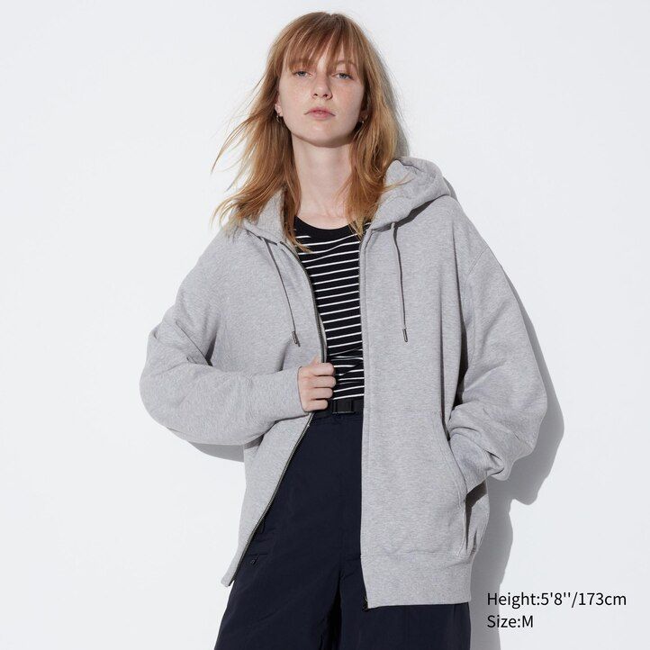 pánská mikina s kapucí uniqlo sweat na zip modrá