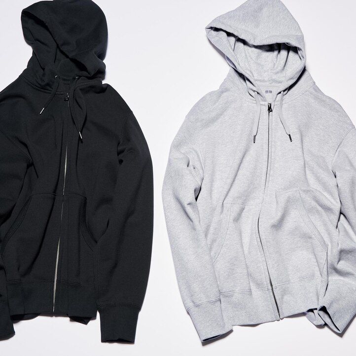 pánská mikina s kapucí uniqlo sweat na zip modrá