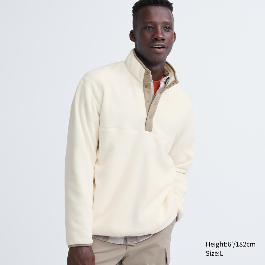pánská mikina s kapucí uniqlo fleece na knoflíky