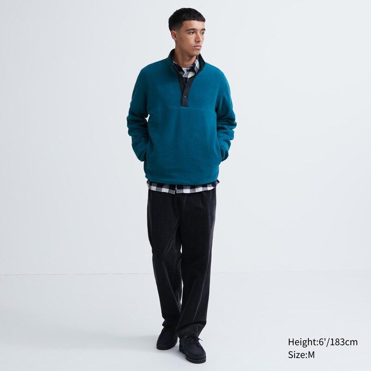 pánská mikina s kapucí uniqlo fleece na knoflíky
