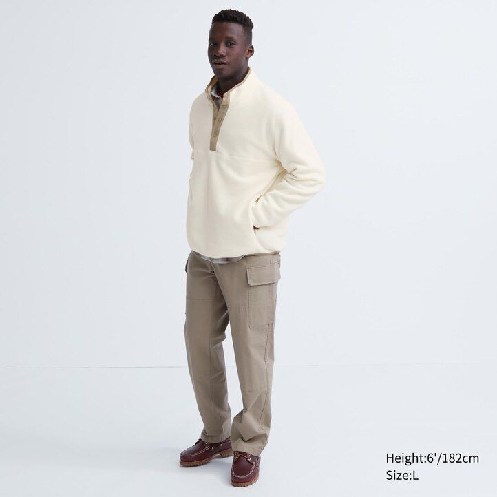 pánská mikina s kapucí uniqlo fleece na knoflíky