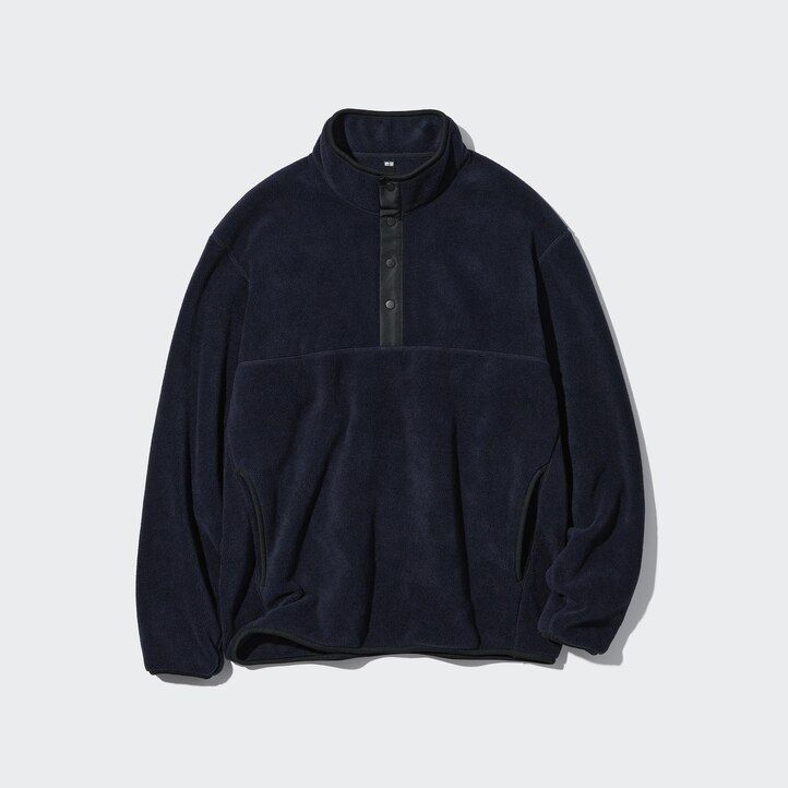 pánská mikina s kapucí uniqlo fleece na knoflíky