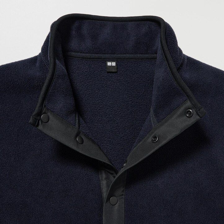 pánská mikina s kapucí uniqlo fleece na knoflíky