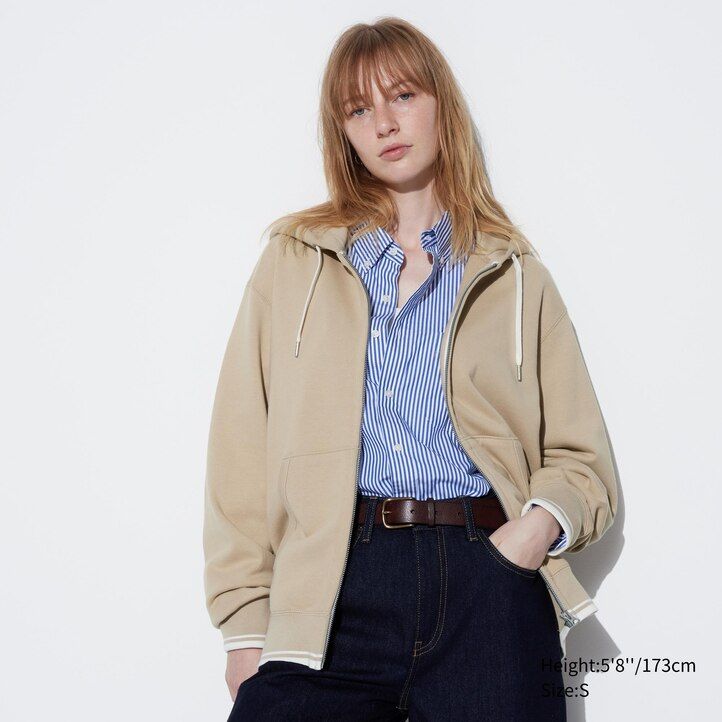 pánská mikina s kapucí uniqlo colour block na zip bílá