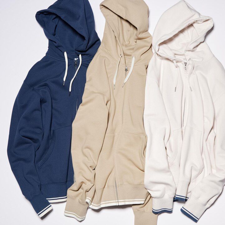 pánská mikina s kapucí uniqlo colour block na zip bílá