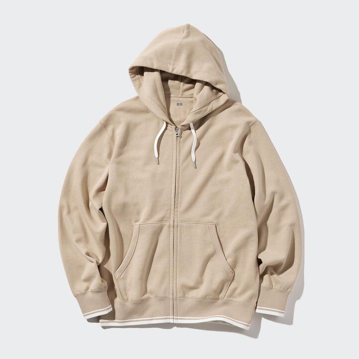 pánská mikina s kapucí uniqlo colour block na zip bílá