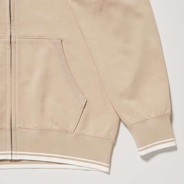 pánská mikina s kapucí uniqlo colour block na zip bílá