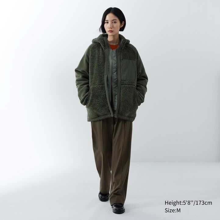béžová pánská mikina s kapucí uniqlo fleece na zip