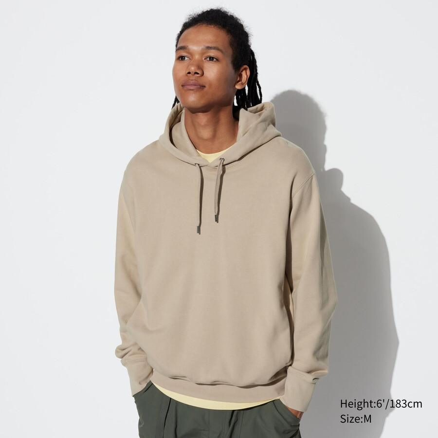 pánská mikina s kapucí béžové barvy uniqlo pullover
