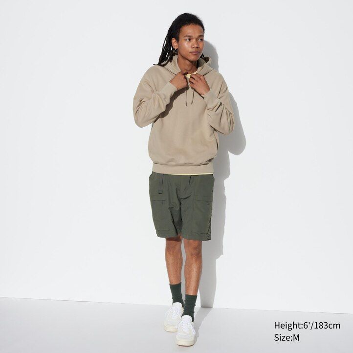 pánská mikina s kapucí béžové barvy uniqlo pullover