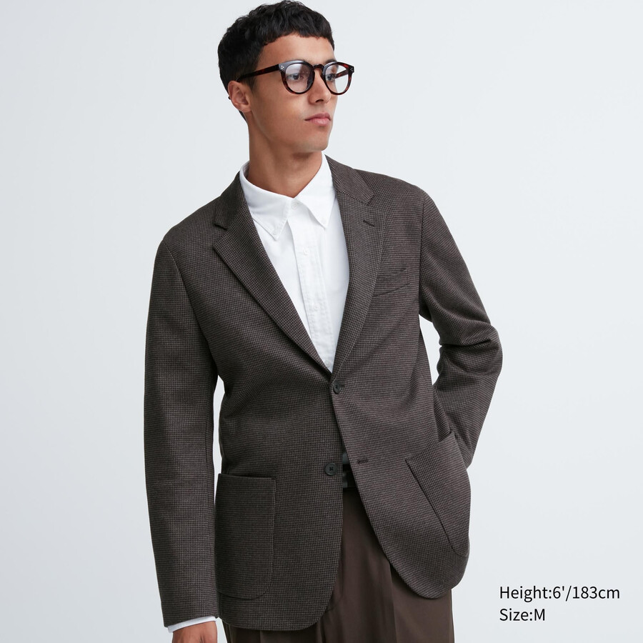 pánské tmavě hnědé vzorované bundy uniqlo comfort