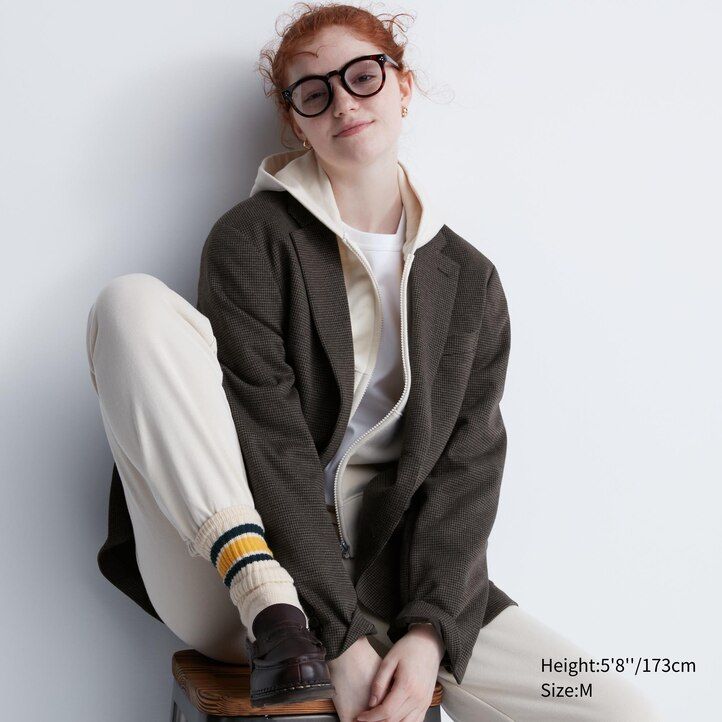 pánské tmavě hnědé vzorované bundy uniqlo comfort