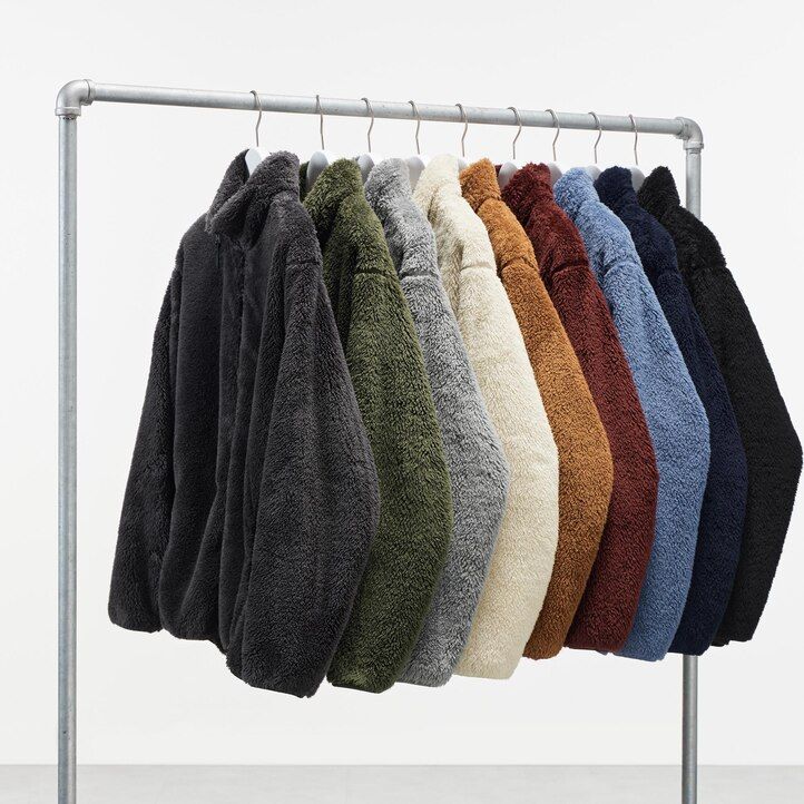 bílé pánské nadýchané fleecové bundy na zip uniqlo