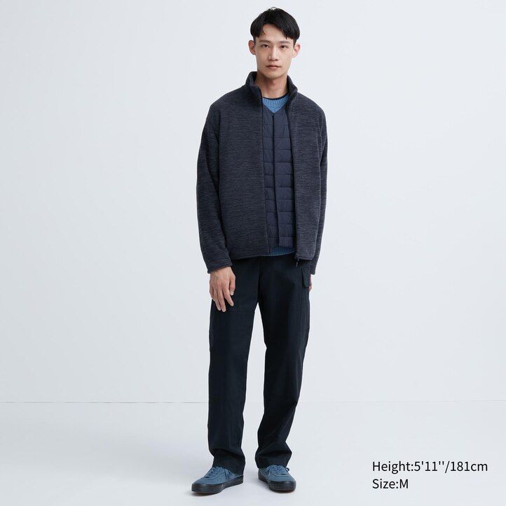 bílé pánské fleecové bundy na zip uniqlo v barvě heather