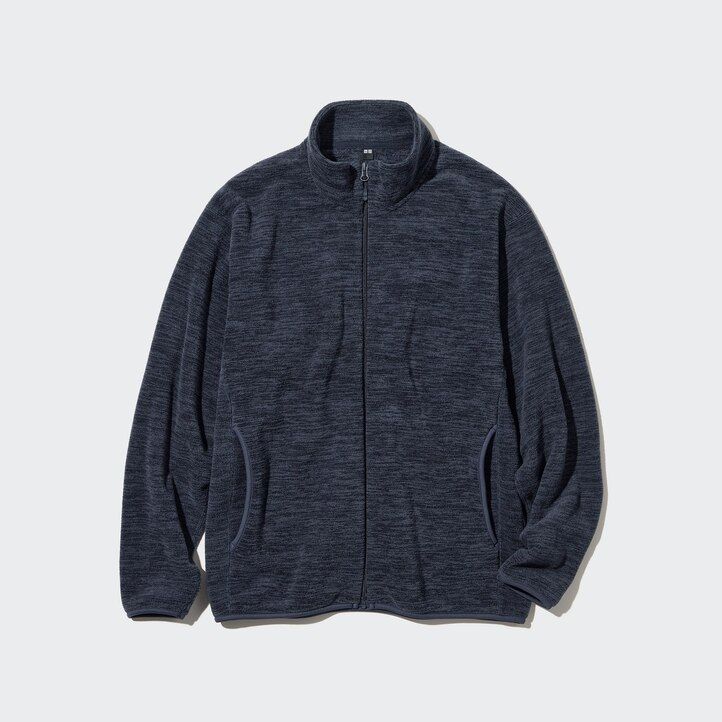 bílé pánské fleecové bundy na zip uniqlo v barvě heather