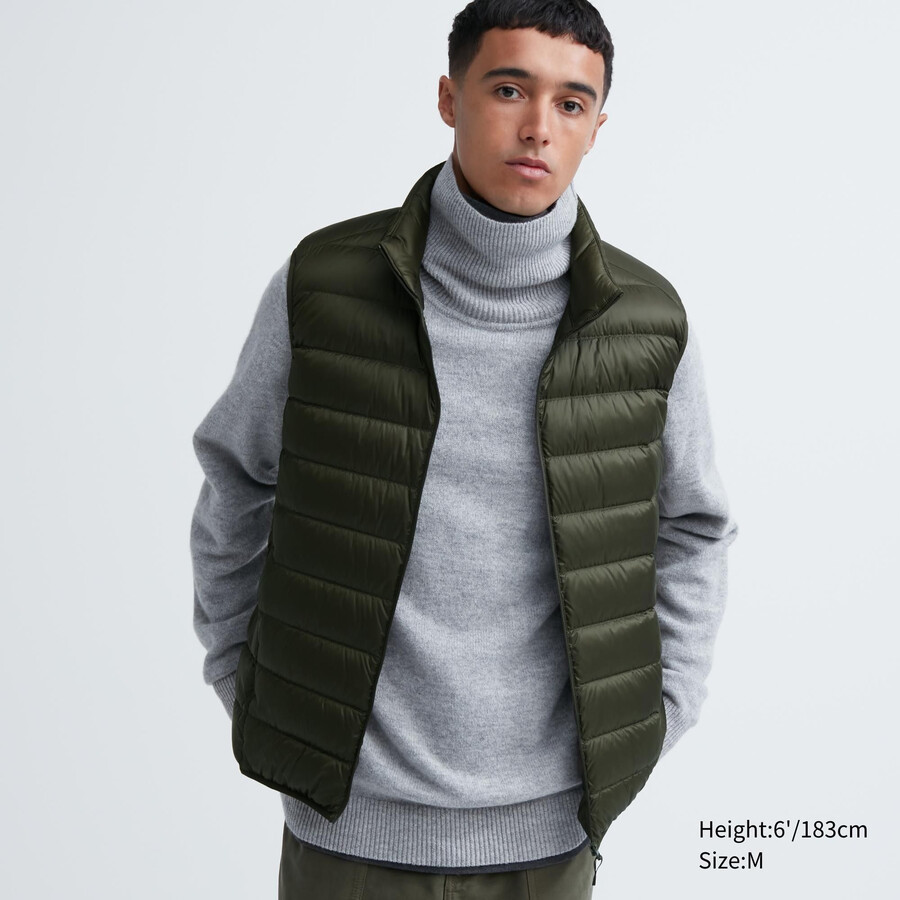 pánské prošívané bundy uniqlo ultra light down olivové barvy