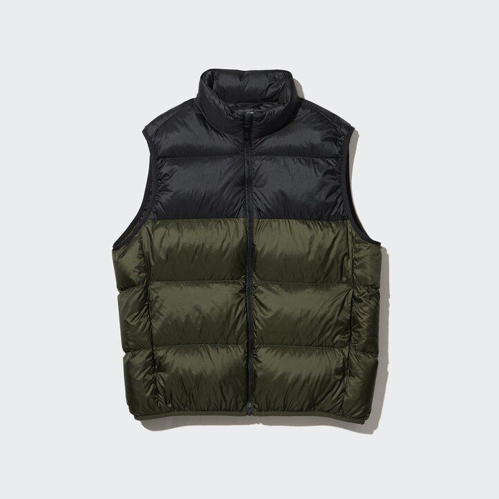pánské ultralehké péřové bundy uniqlo v olivově zelené barvě