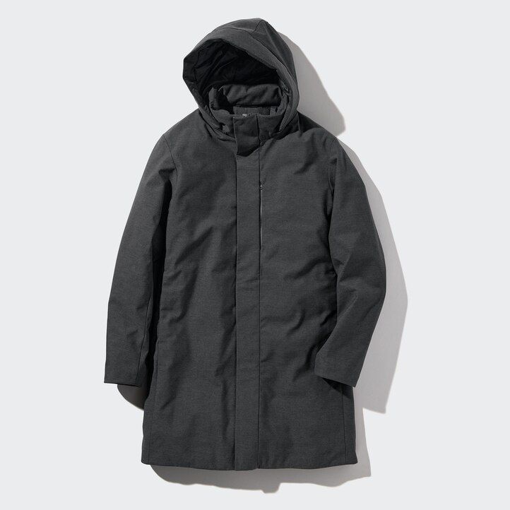 tmavě šedé pánské hybridní péřové bundy uniqlo