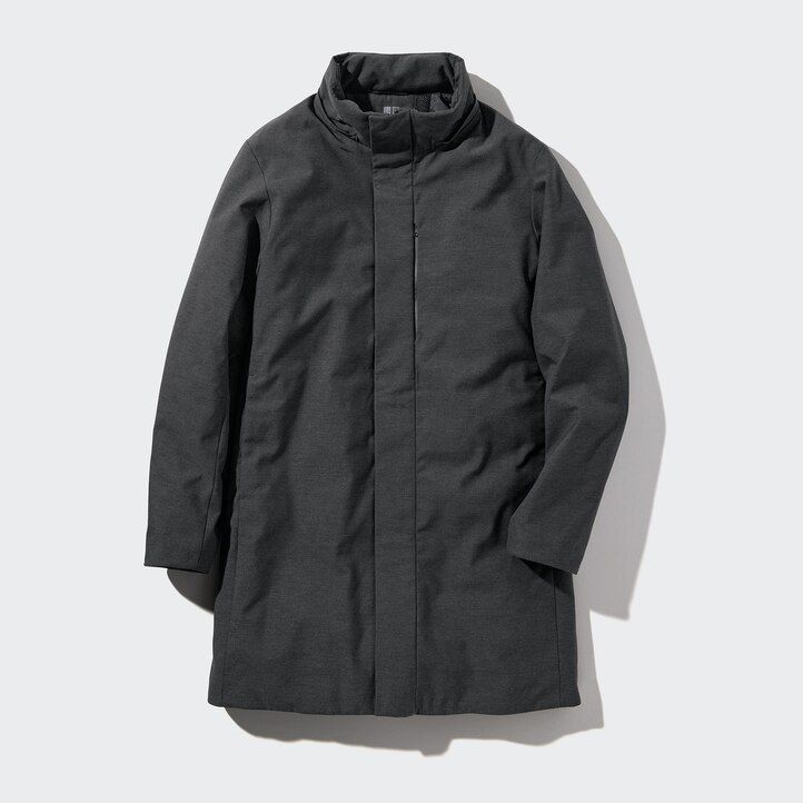 tmavě šedé pánské hybridní péřové bundy uniqlo