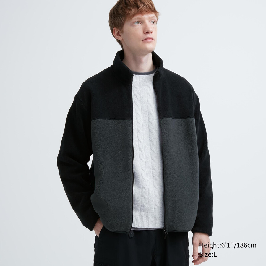 pánské fleecové bundy na zip uniqlo šedé
