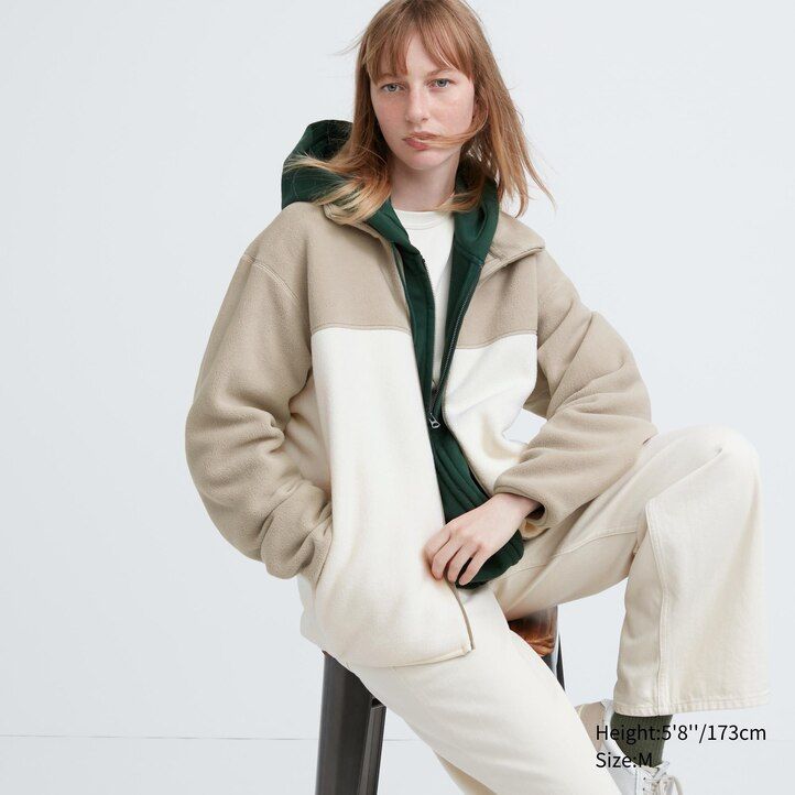 pánské fleecové bundy na zip uniqlo šedé