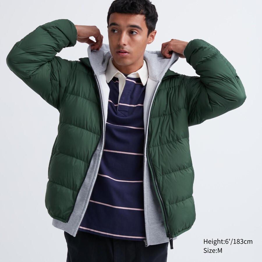 pánské bundy uniqlo ultra light down 3d cut zelené barvy