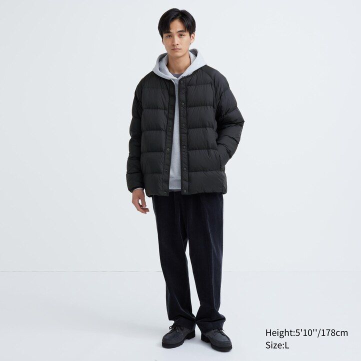 pánské šedé péřové bundy uniqlo ze 100 recyklovaného materiálu
