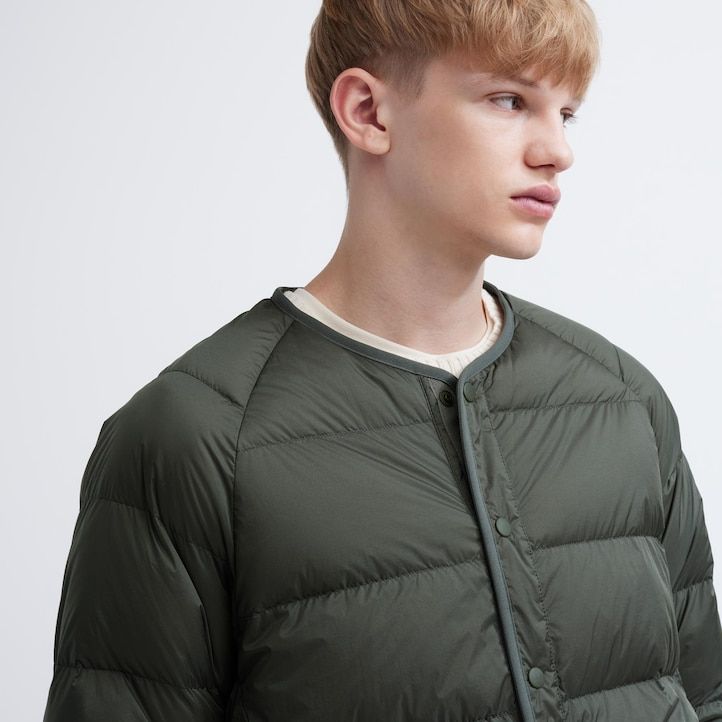 pánské šedé péřové bundy uniqlo ze 100 recyklovaného materiálu