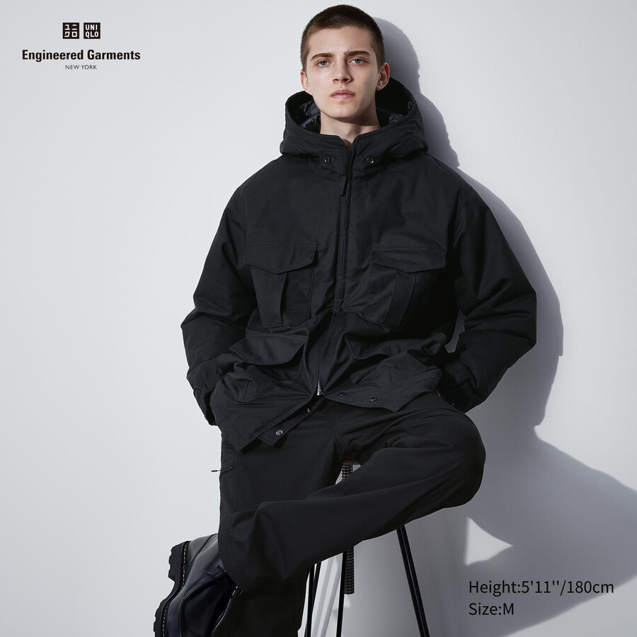 pánské zateplené bundy uniqlo heattech warm padded utility v černé barvě