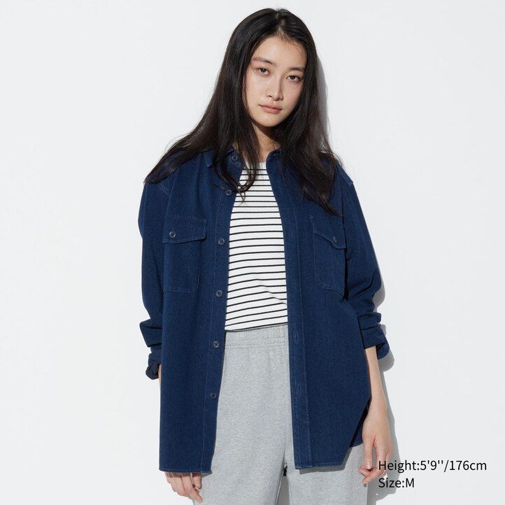 pánské bundy uniqlo denim jersey modré