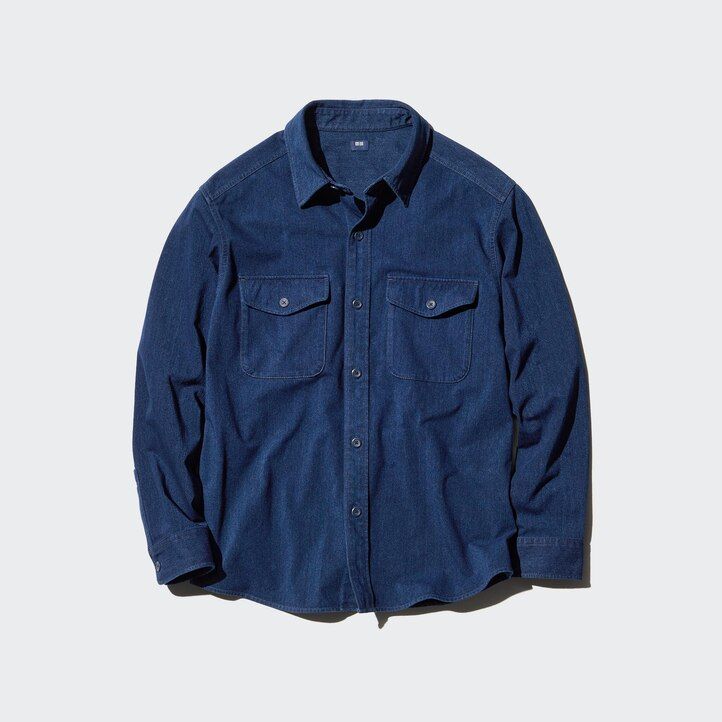 pánské bundy uniqlo denim jersey modré