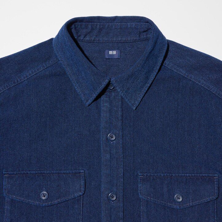 pánské bundy uniqlo denim jersey modré