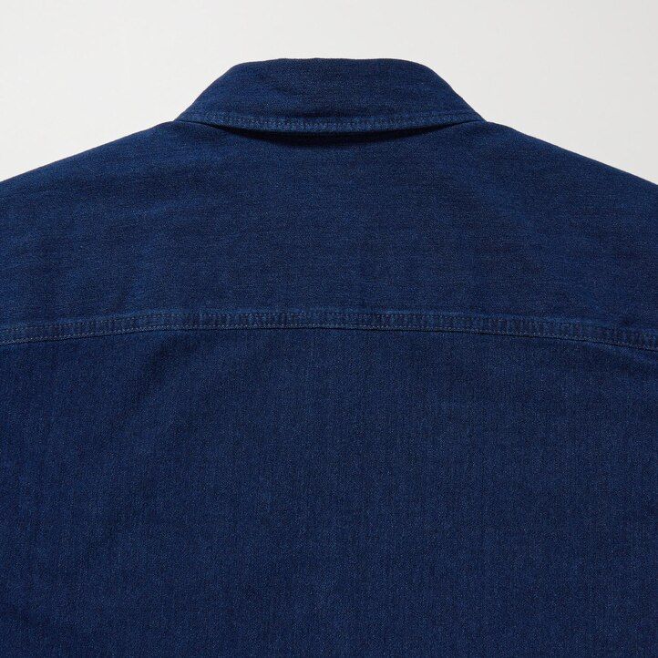 pánské bundy uniqlo denim jersey modré