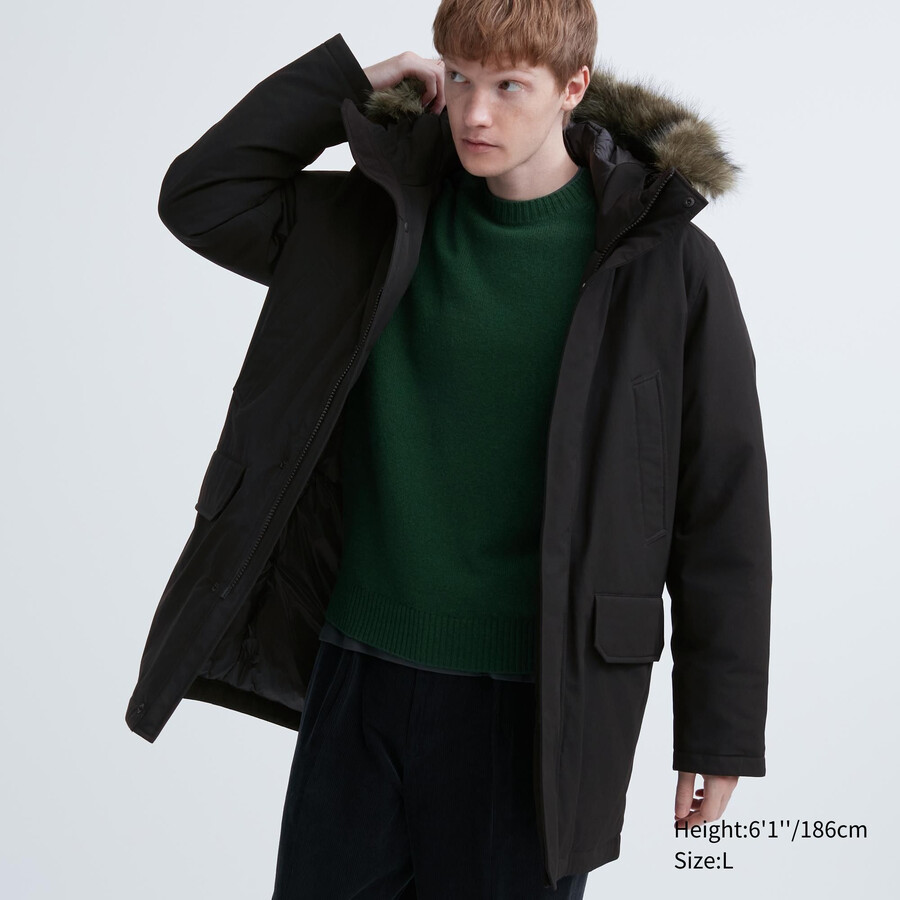 pánské ultra zahřívací hybridní péřové bundy uniqlo černé