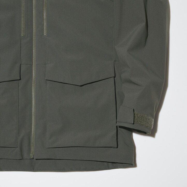hnědé pánské hybridní péřové bundy uniqlo s 3d střihem