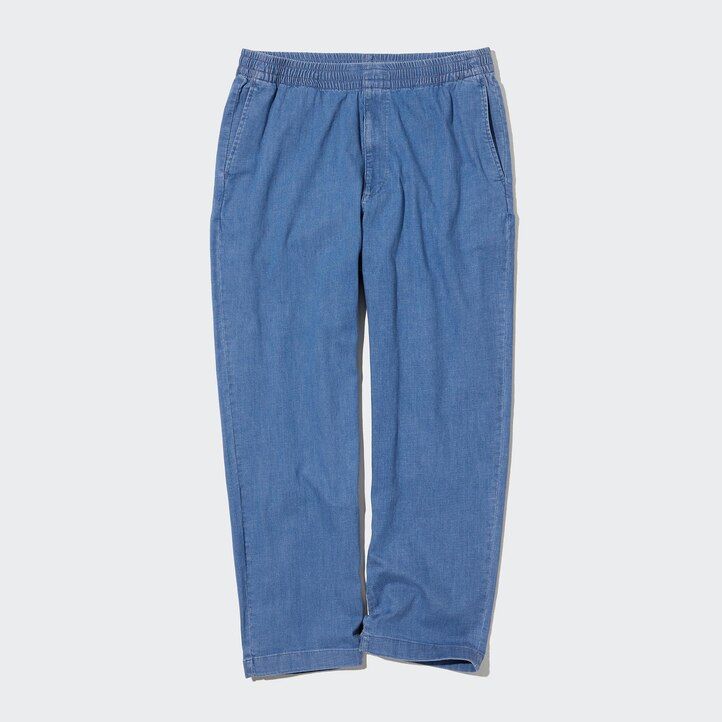 modré pánské džíny uniqlo relaxed fit s délkou po kotníky