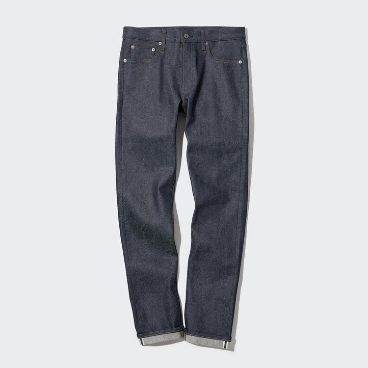 pánské džíny uniqlo selvedge stretch slim fit v tmavě modré barvě