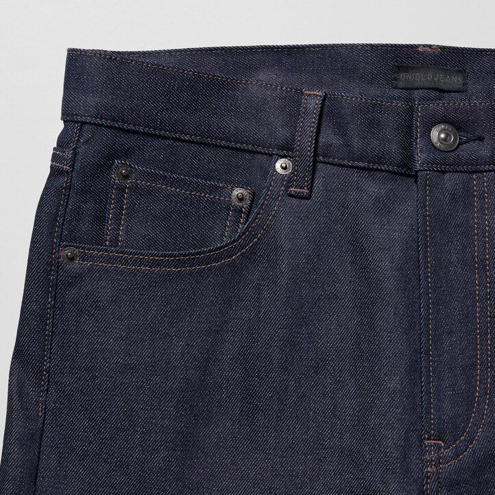 Černé pánské džíny uniqlo selvedge stretch slim fit