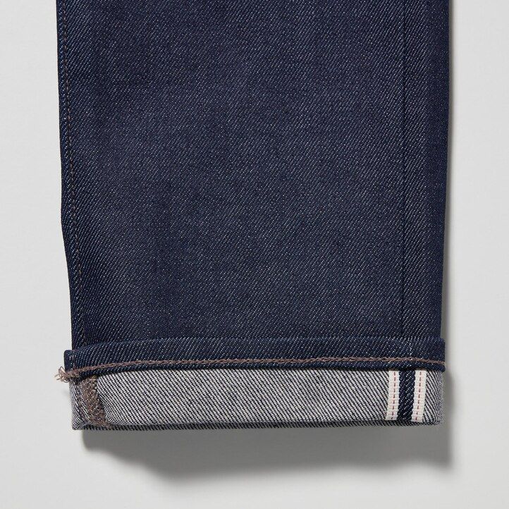 Černé pánské džíny uniqlo selvedge stretch slim fit