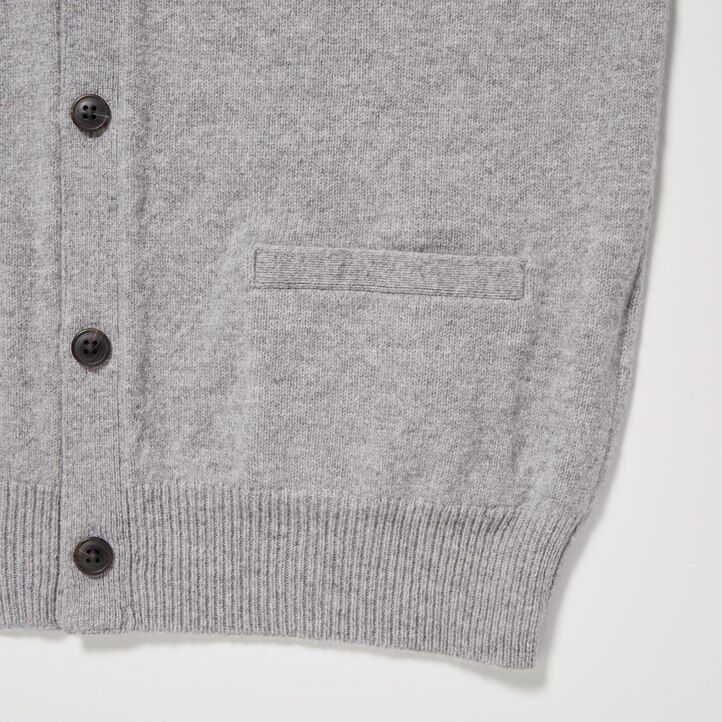 pánské šedé svetry uniqlo premium lambswool s výstřihem do v