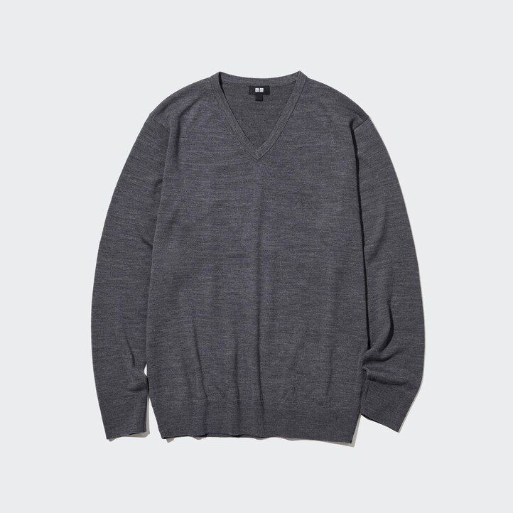 pánský svetr uniqlo extra fine merino s výstřihem do v zelený