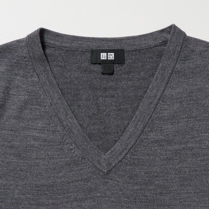 pánský svetr uniqlo extra fine merino s výstřihem do v zelený